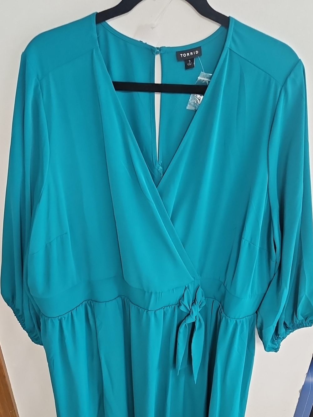 NWT - Torrid Teal Surplice Tie-waist Decor Dress.
